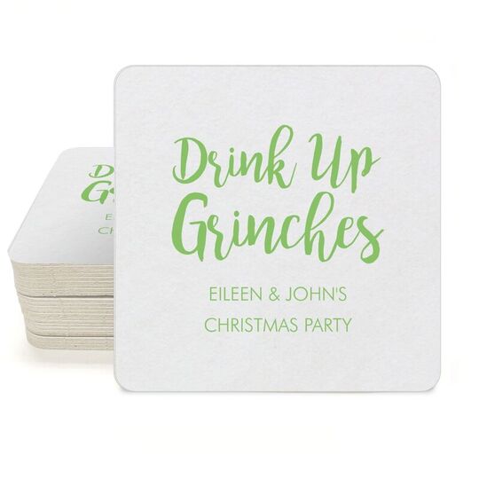 Drink Up Grinches Square Coasters